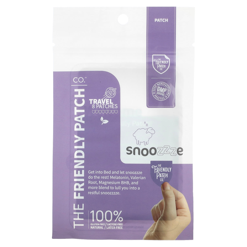 The Friendly Patch, Snoozzze, патч для сна с мелатонином, 8 шт.