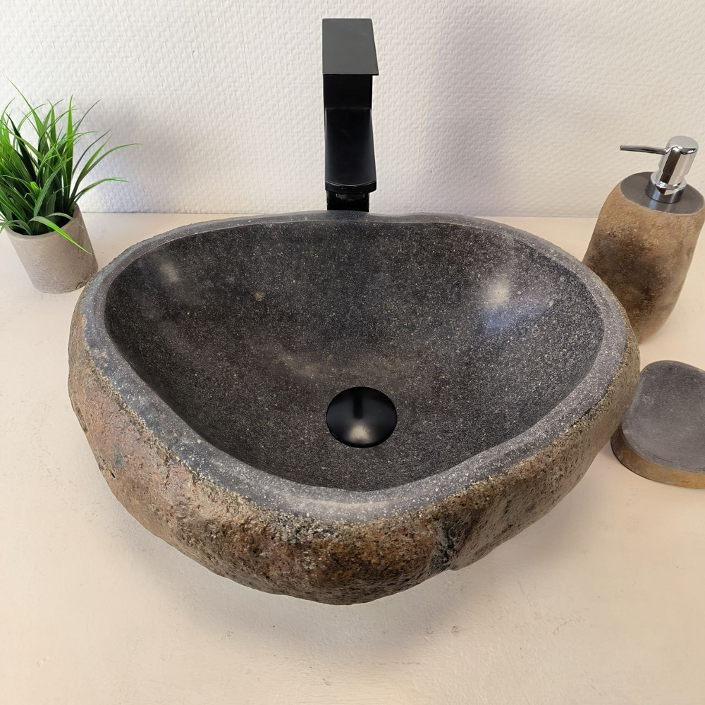 Раковина из речного камня RS-66020 48х37х15 из натурального камня