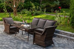 "Гляссе" обеденная группа из искусственного ротанга, цвет коричневый