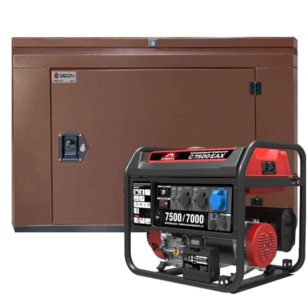 Генератор бензиновый SUNREKA G7500EAX с кожухом Geon 1400SS RAL 8017