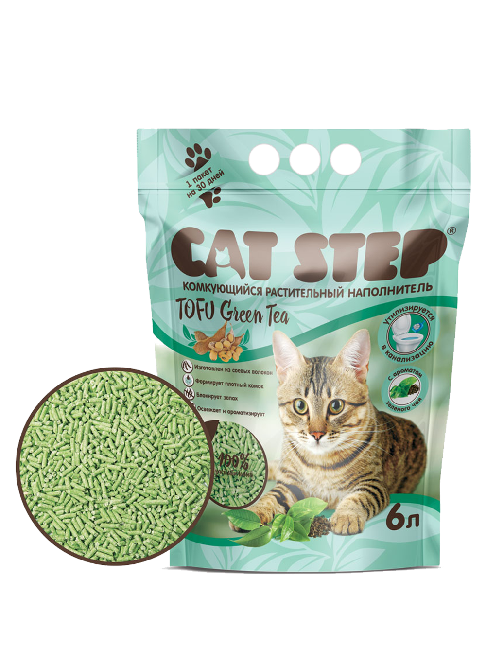 Cat Step Тофу Зеленый чай 6л.