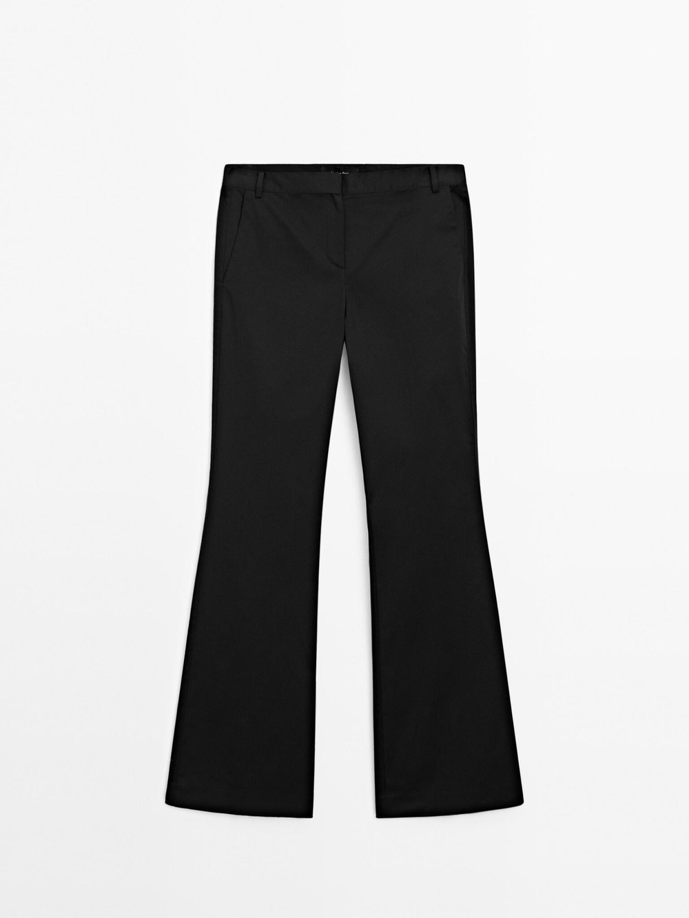 Massimo Dutti Расклешенные брюки из атласа, черный