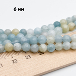 Аквамарин + берилл, диаметр 6,2-6,4 мм, цена за 29-30 шт (1/2 нити)