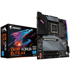 Материнская плата Gigabyte Z690 AORUS ELITE AX Socket 1700, Intel Z690, 4xDDR5, PCI-E 5.0, 2500 Мбит/с, Wi-Fi, Bluetooth, 3xUSB 3.2 Gen1, 2xUSB 3.2 Gen2, USB 3.2 Gen2x2 Type-C, HDMI, DisplayPort, подсветка, ATX