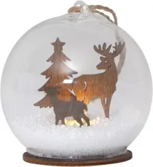 270-89 Светящийся шар-декорация Зимняя Сказка 8 см., коричневый, на батарейках, Star Trading