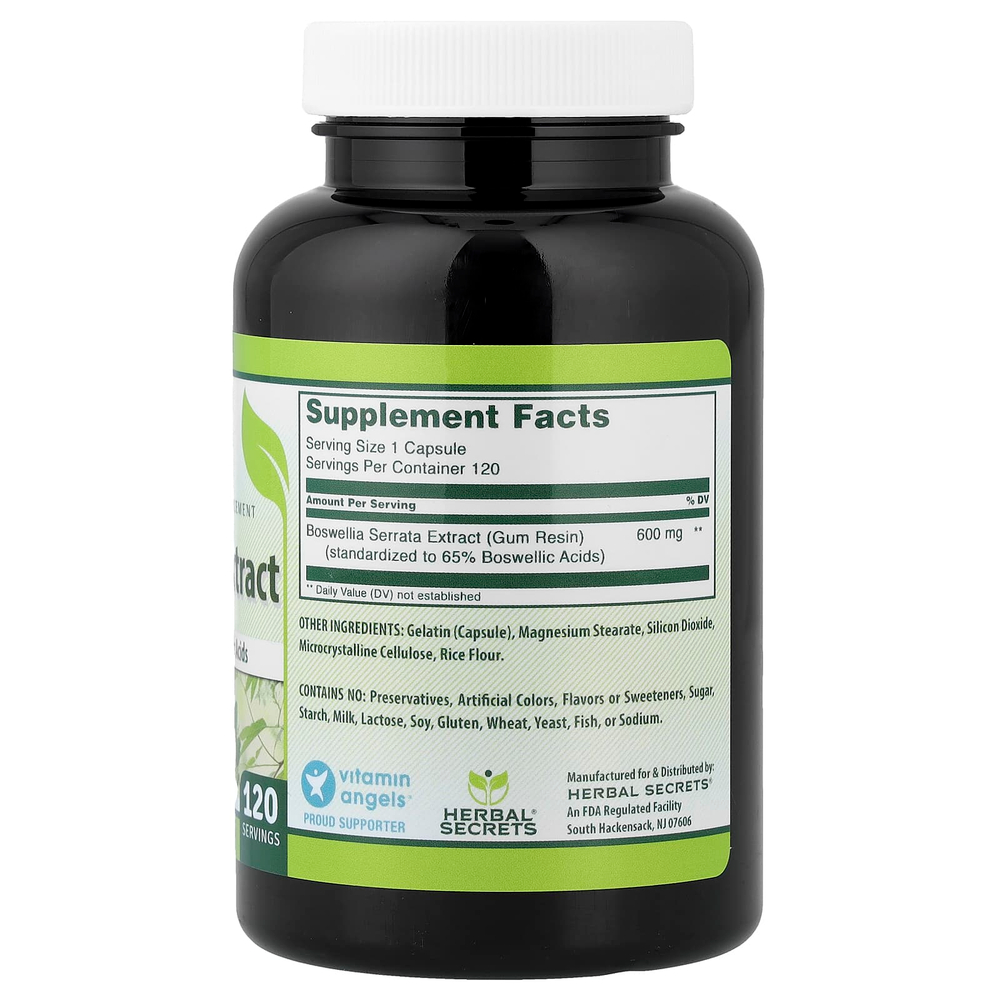Herbal Secrets, Экстракт босвеллии, 600 мг, 120 капсул