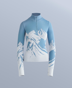 Oysho Бесшовная термофутболка базового слоя с молнией, голубой