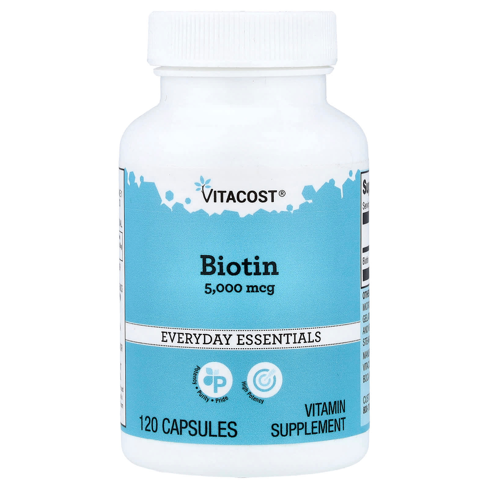 Vitacost, Biotin, 5,000 mcg, 120 Capsules