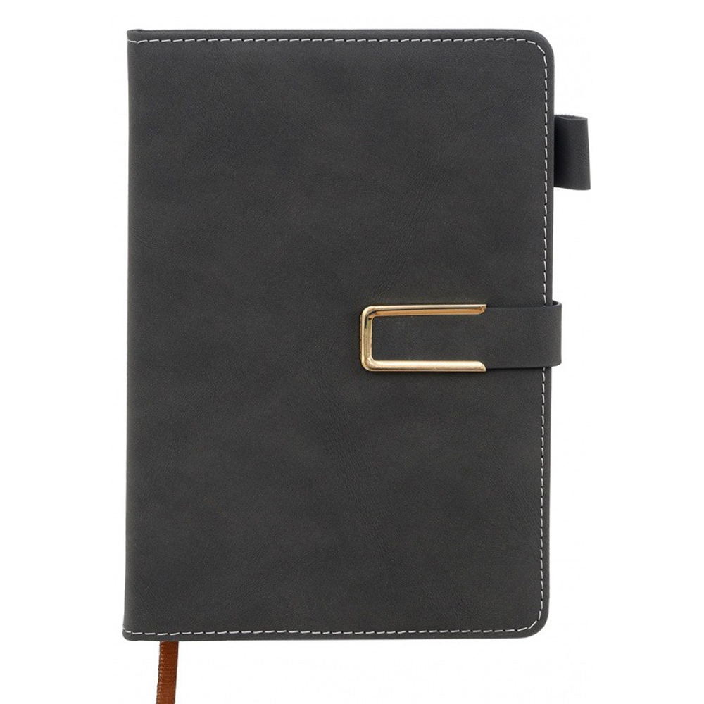 Ежедневник Basir, формат А5, материал-кожезаменитель, чёрный цвет, 116 листов, размер 14,5*21 см