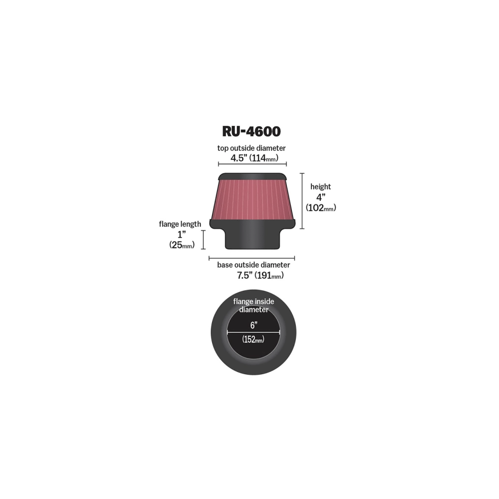 K&N RU-4600 вход 152мм, длина 102мм