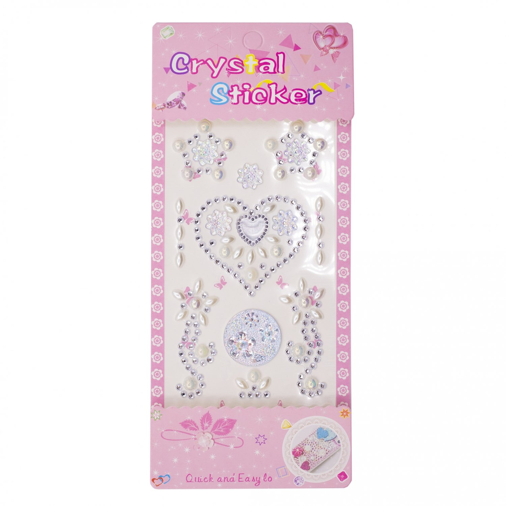 Наклейки-стразы Alingar, акриловые, "Сердечки", сердечки, звездочки, узоры, пакет с европодвесом