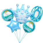 Шар (40"/102 см) Цифра, 0, Звездочки, Голубой, в упаковке 1 шт.