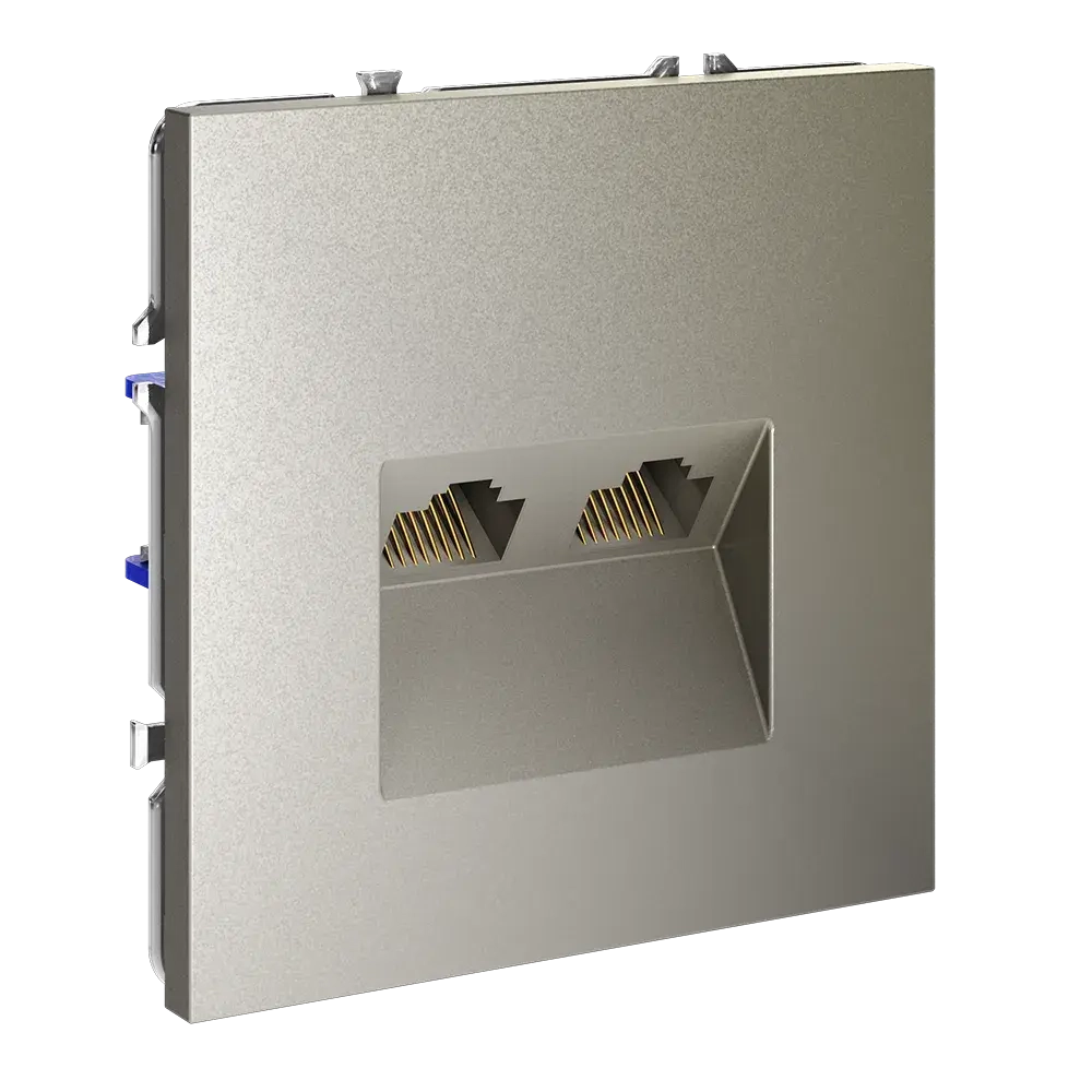 Розетка компьютерная встраиваемая VOLTUM S70 двойная RJ45+RJ45 кат.6, (шелк)