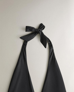 ZARA HOME КУПАЛЬНИК С V-ОБРАЗНЫМ ВЫРЕЗОМ, ЧЕРНЫЙ