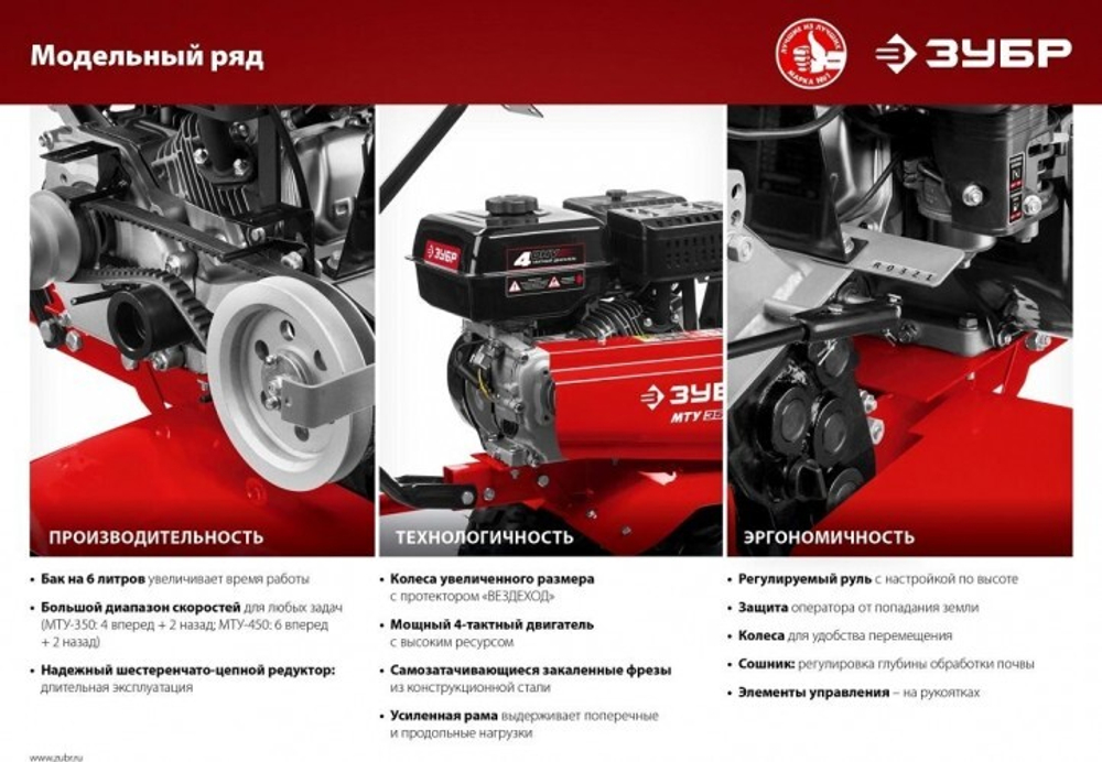 Мотоблок ЗУБР МТУ-350 усиленный