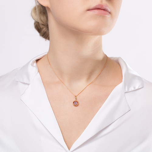 Подвеска для женщин с эмалью из розового золота 585 пробы (арт. 74061)