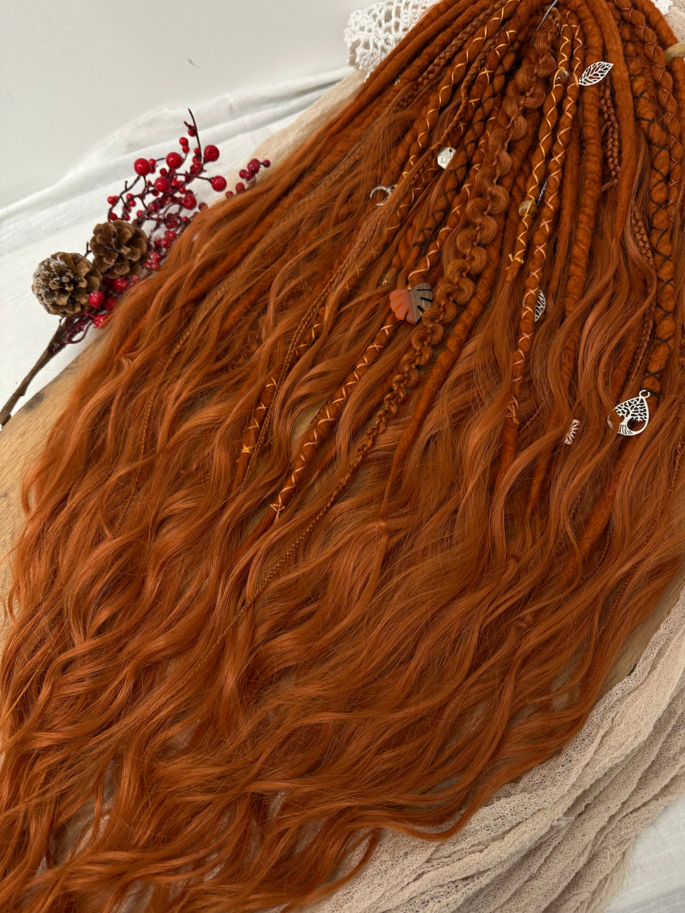 Войлочный комплект дредов и кос с кончиками из термоволокна