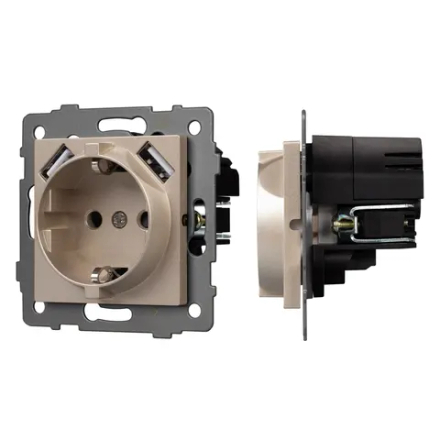 Механизм розетки с USB зарядкой SCT-MUAA-PL-GD-V (250V, 16A) (Arlight, -) 049821