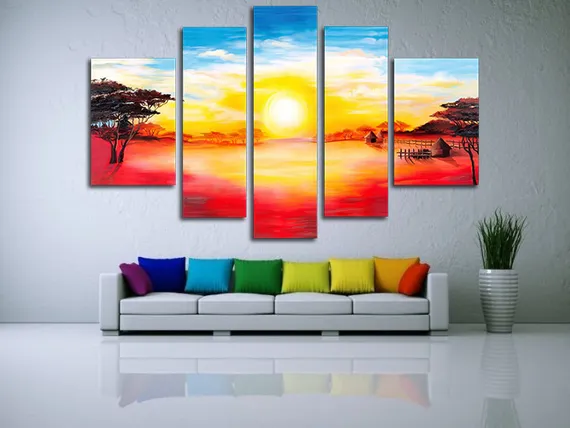 Модульная картина "Радужный пейзаж"