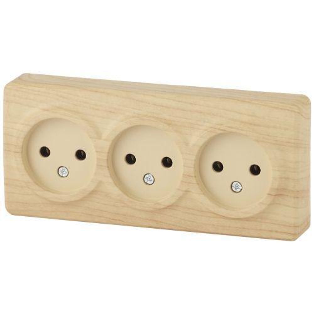 Розетка 3-м ОП Эра Эксперт 11-2207-11 16А IP20 250В 3х2P сосна Эра Б0020699