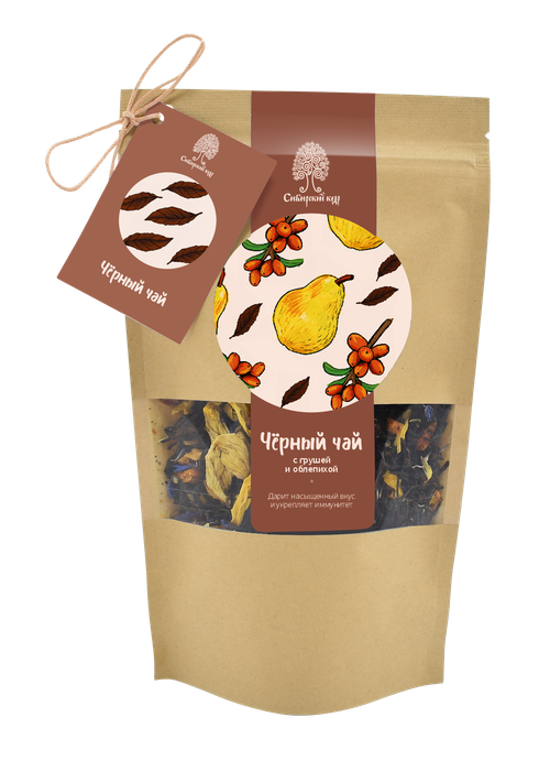 Чай черный с грушей и облепихой / CraftTea / 40 г / Сибирский кедр