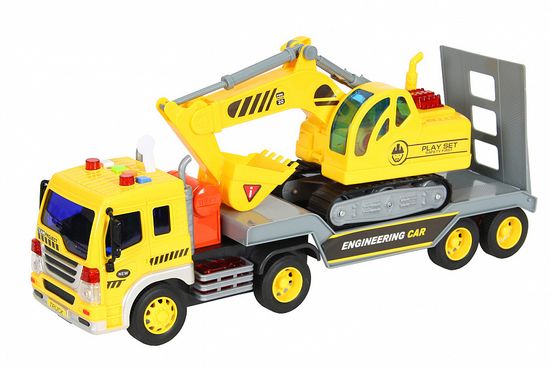 Грузовик трейлер с экскаватором Builder 1:16