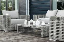 "Тито" лаунж-зона из искусственного ротанга, цвет серый