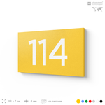 Номер на дверь квартиры 114, табличка на дверь для офиса, кабинета, аудитории, склада, желтая 120х70 мм, Айдентика Технолоджи