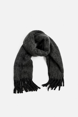 ZARA ШАРФ ИЗ РЕЛЬЕФНОЙ ТКАНИ, ЧЕРНЫЙ