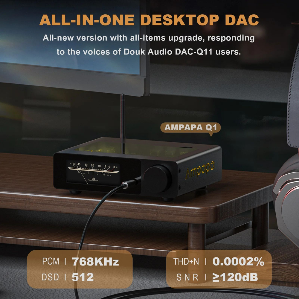 Усилитель для наушников с ЦАП Douk Audio Ampapa Q1, цифро-аналоговый преобразователь, Bluetooth
