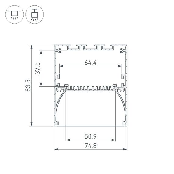 Профиль Arlight ARH-Power-W75-2000 Anod 036349