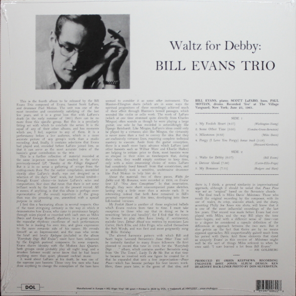 The Bill Evans Trio With Scott LaFaro, Paul Motian / Waltz For Debby (Coloured Vinyl)(LP)