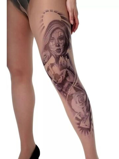 Колготки +size с девушкой-джокером (Размер: XL-XXL-XXXL) (Цвет: бежевый)