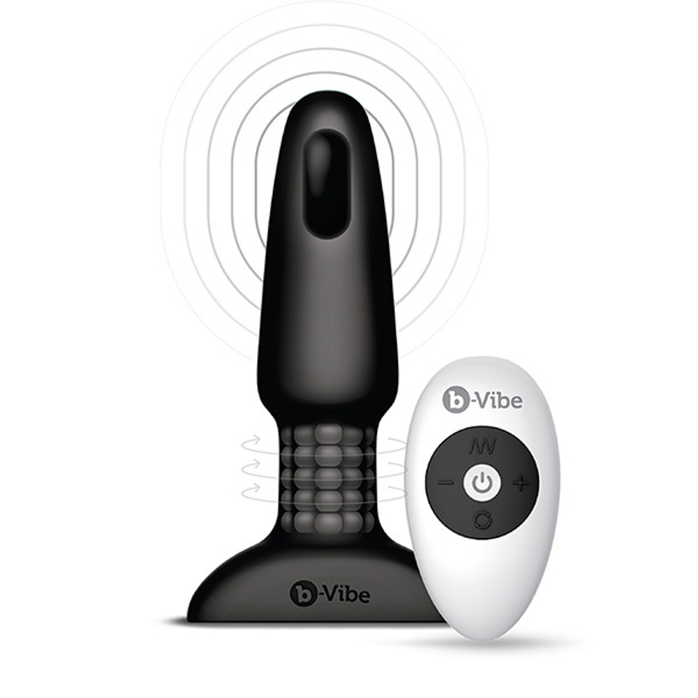 Черная анальная пробка с эффектом римминга 15,2см b-Vibe Rimming Remote Control Plug black BV-001-BLK
