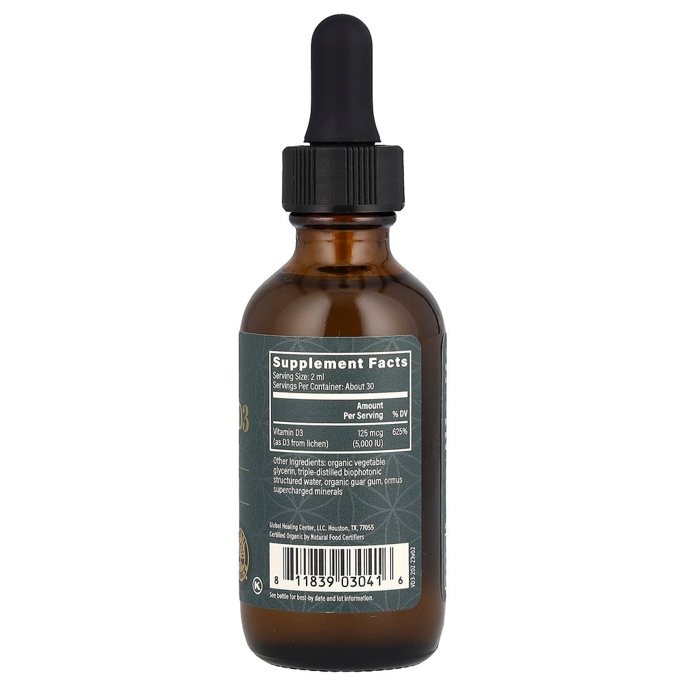 Global Healing, растительный витамин D3, 125 мкг (5000 МЕ), 59,2 мл (2 жидк. унции)