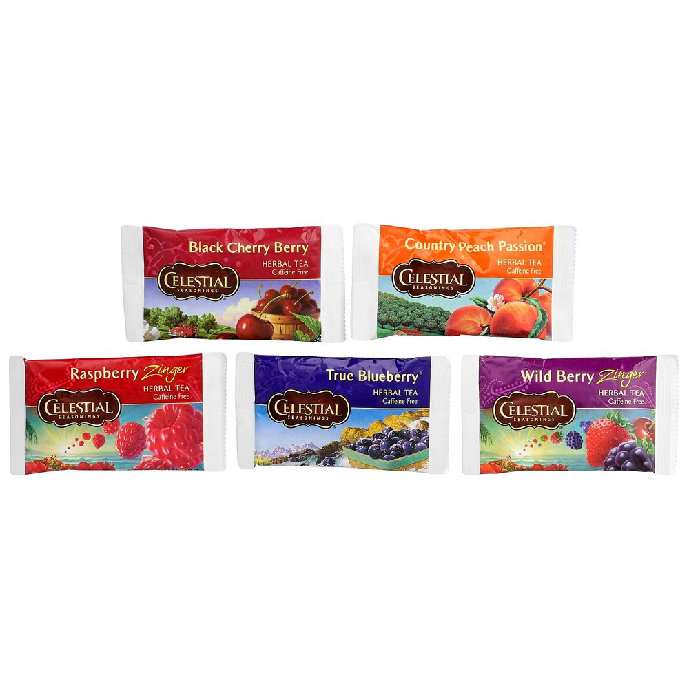 Celestial Seasonings, набор фруктовых чаев, без кофеина, 5 вкусов, 18 чайных пакетиков по 40 г (1,4 унции)
