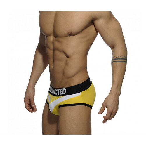 Мужские трусы брифы желто-белые ADDICTED Arrow Brief Yellow-White