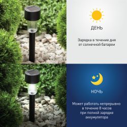 SL-PL30 ЭРА Садовый светильник на солнечной батарее, пластик, черный, 30 см | Садовые декоративные светильники