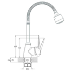 Смеситель для кухни, G.lauf, гибк излив, с картриджем, хром, ZOP4-E045