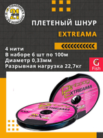 Плетеный шнур для рыбалки Pontoon21 Extreama 0,37мм (разноцветный), размотка - 1 шт 100м, разрывная нагрузка(кг) 27,2, нитей 4