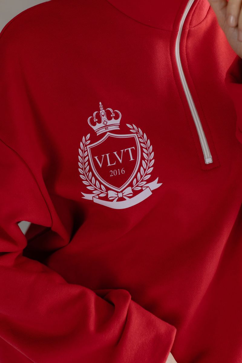 Анорак из трикотажа с молнией красный