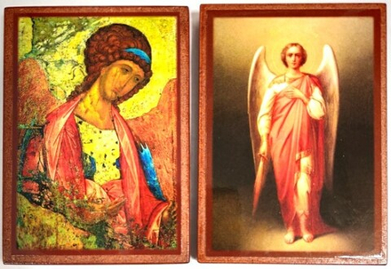 Икона 10х7 Михаил Архангел (поясная, ростовая) на дереве (Давыдов и сыновья)