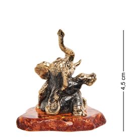 Народные промыслы AM-2191 Фигурка «Слон-удача» (латунь, янтарь)