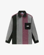 Рубашка Ymkashix Velvet Color block Zip Серая/Темно-зеленая/Пурпурная