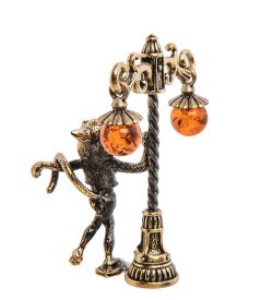 AM-3076 Фигурка «КотГуляка» (латунь, янтарь)