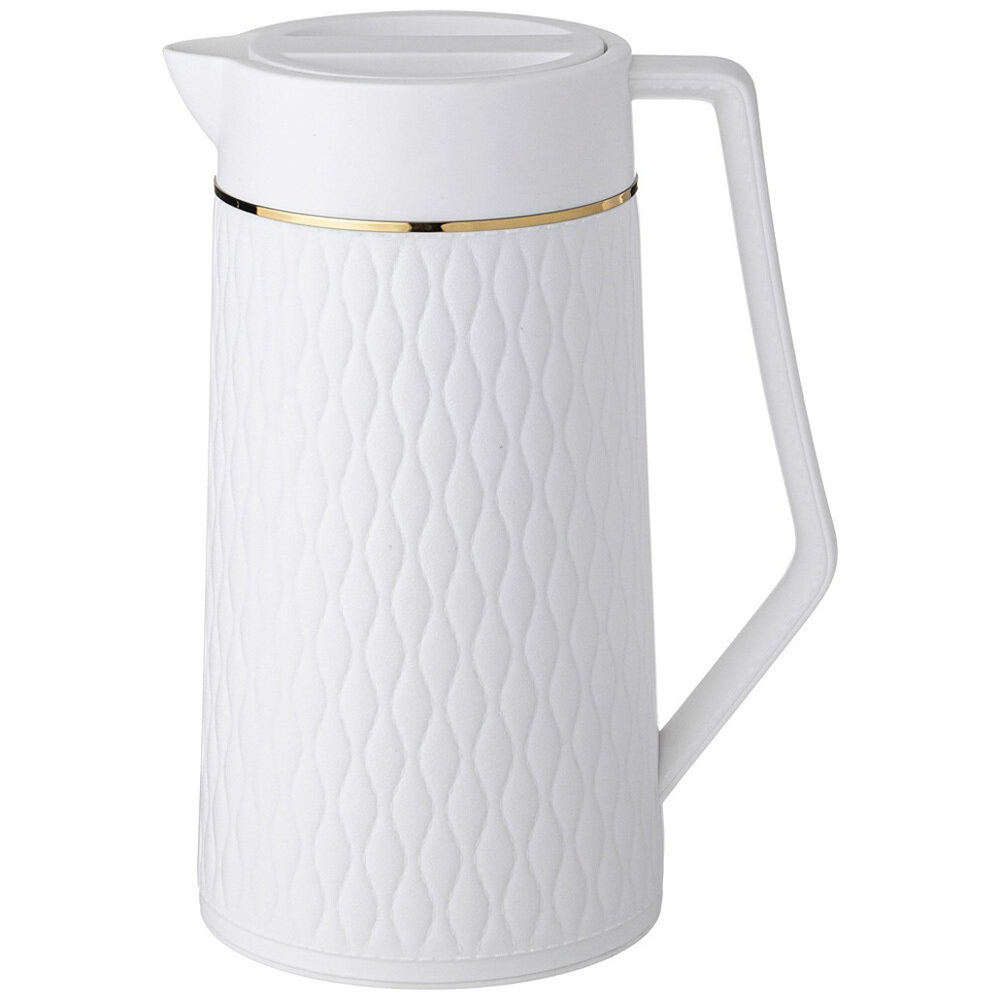 Термос 1л со стеклянной колбой, цвет белый