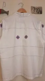 Рубашка Soeurs с Фиолетовым Зиг-Загом 2 / Violet Zig- Zag Short Sleeve 2 белая