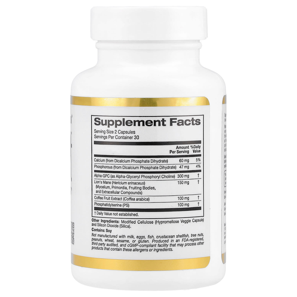 California Gold Nutrition, MEM Boost™, добавка для поддержки памяти и когнитивных функций с альфа-ГФХ, экстрактом ежовика гребенчатого, экстрактом кофейных плодов и фосфатидилсерином, 60 растительных капсул