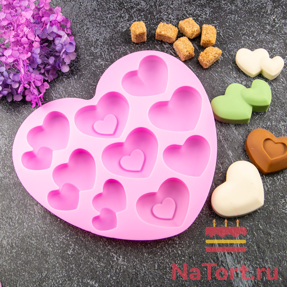 Форма силиконовая «Магия сердец», 9 ячеек