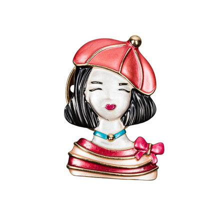 Брошь Shadore Девочка в берете XZ1479.9 R/G